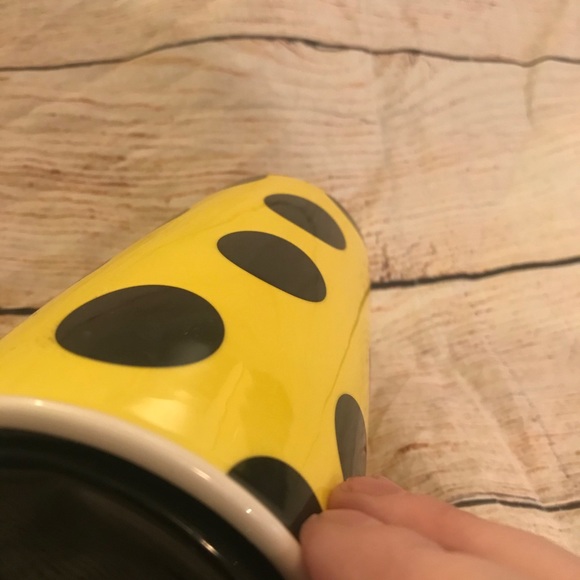 STARBUCKS Yellow Black Polka Dot Ceramic Tumbler - Picture 6 of 15